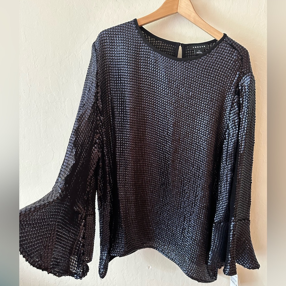 Trouvé navy blue sequin top XXl